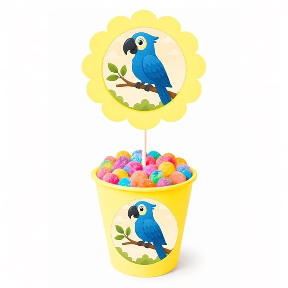 Centro de Mesa Flor Personalizado Arara Azul