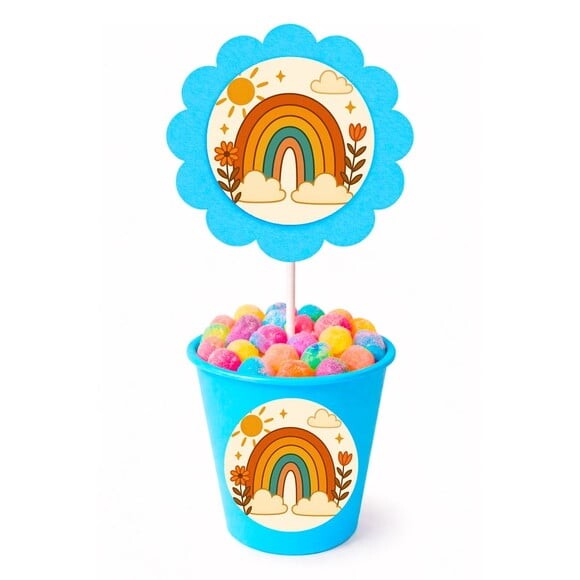 Centro de Mesa Flor Personalizado Arco-íris Boho
