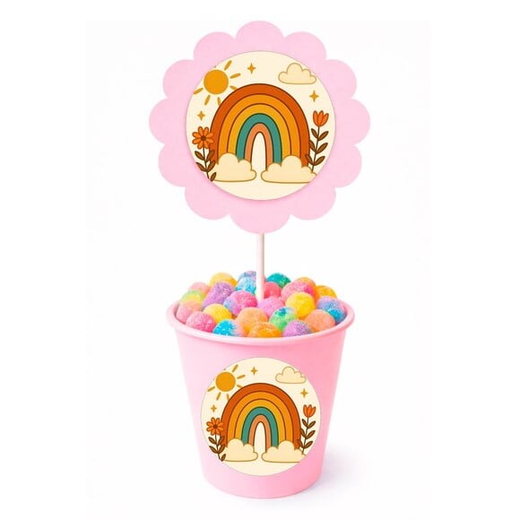 Centro de Mesa Flor Personalizado Arco-íris Boho