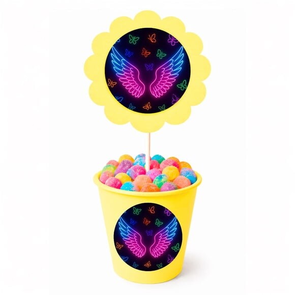 Centro de Mesa Flor Personalizado Asas Neon
