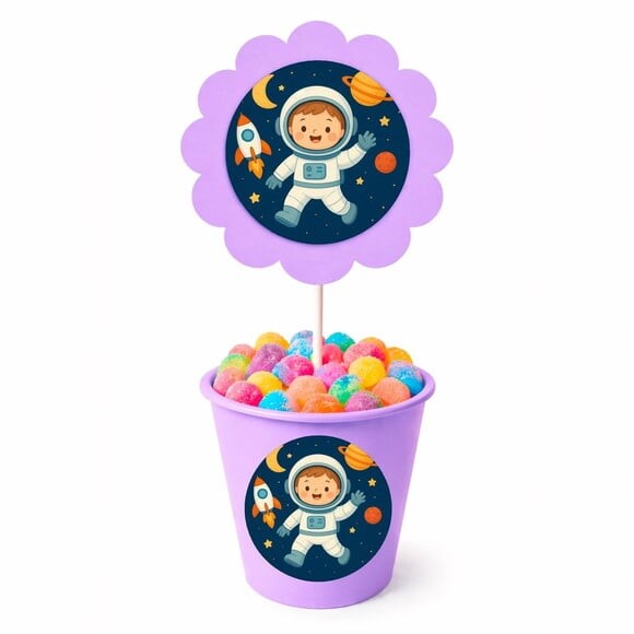 Centro de Mesa Flor Personalizado Astronauta