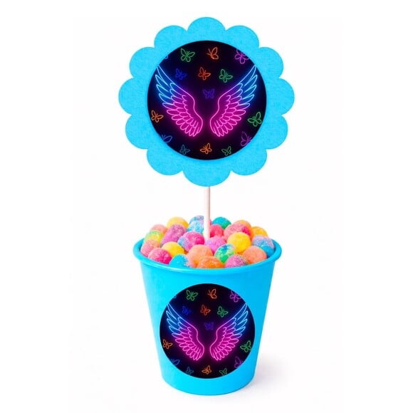 Centro de Mesa Flor Personalizado Asas Neon