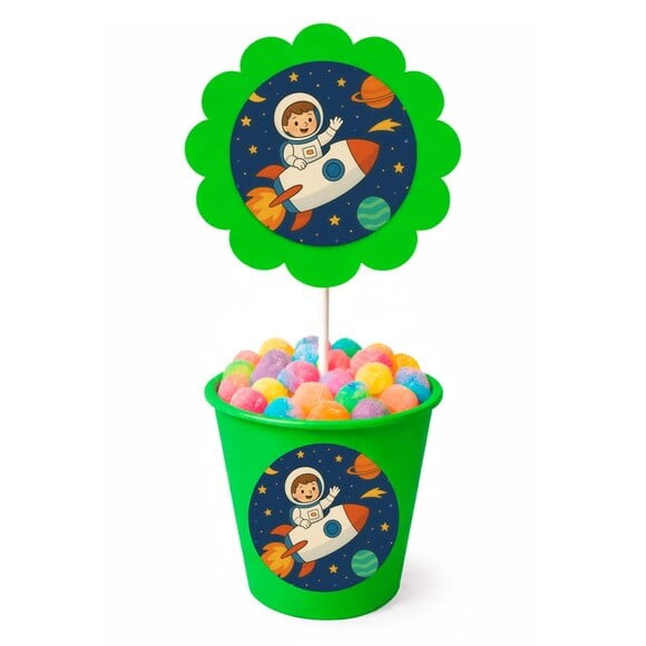 Centro de Mesa Flor Personalizado Aventura Espacial