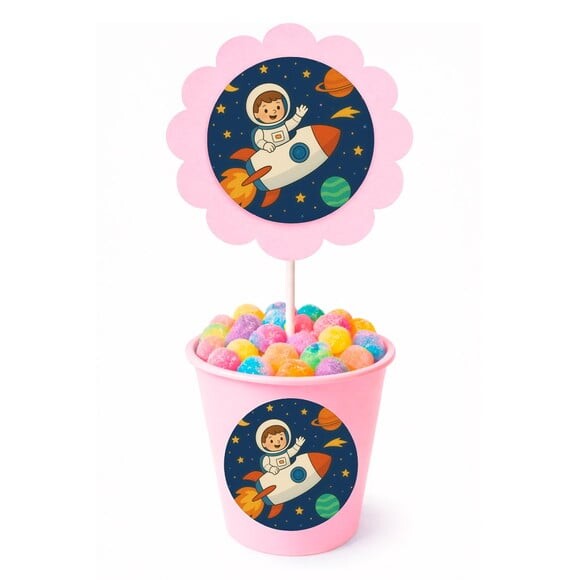 Centro de Mesa Flor Personalizado Aventura Espacial