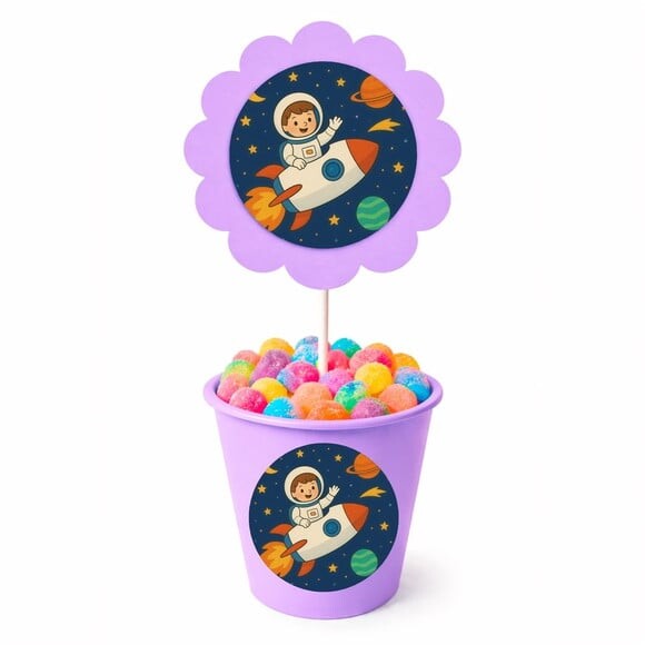 Centro de Mesa Flor Personalizado Aventura Espacial
