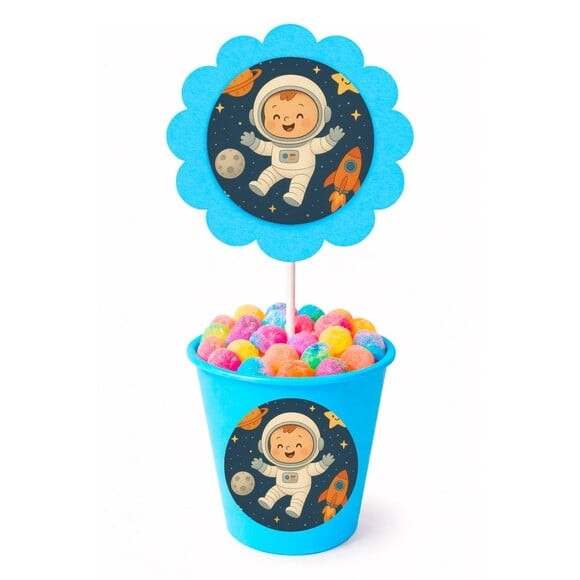 Centro de Mesa Flor Personalizado Astronauta Baby