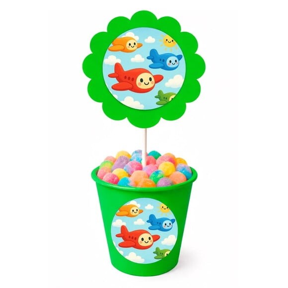 Centro de Mesa Flor Personalizado Aviões