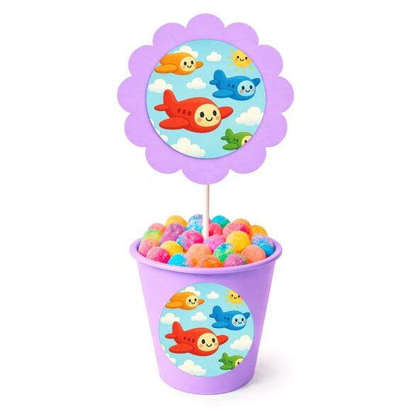 Centro de Mesa Flor Personalizado Aviões