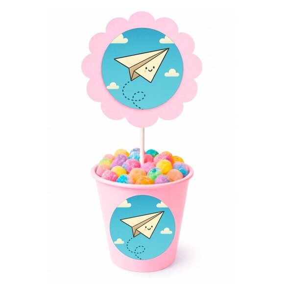 Centro de Mesa Flor Personalizado Aviãozinho de Papel