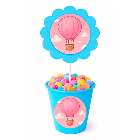 Centro de Mesa Flor Personalizado Balão de Ar Rosa