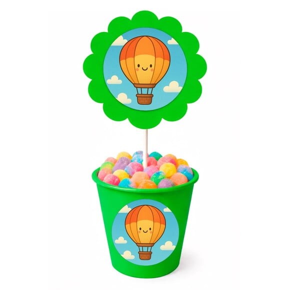 Centro de Mesa Flor Personalizado Balão de Ar Quente