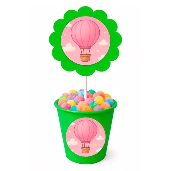 Centro de Mesa Flor Personalizado Balão de Ar Rosa