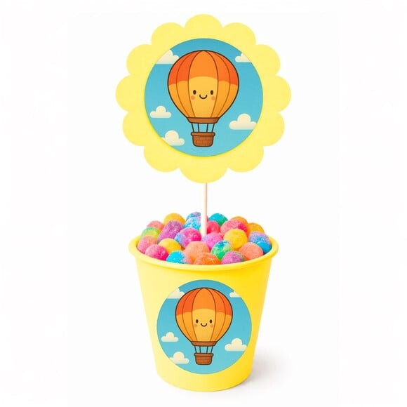 Centro de Mesa Flor Personalizado Balão de Ar Quente