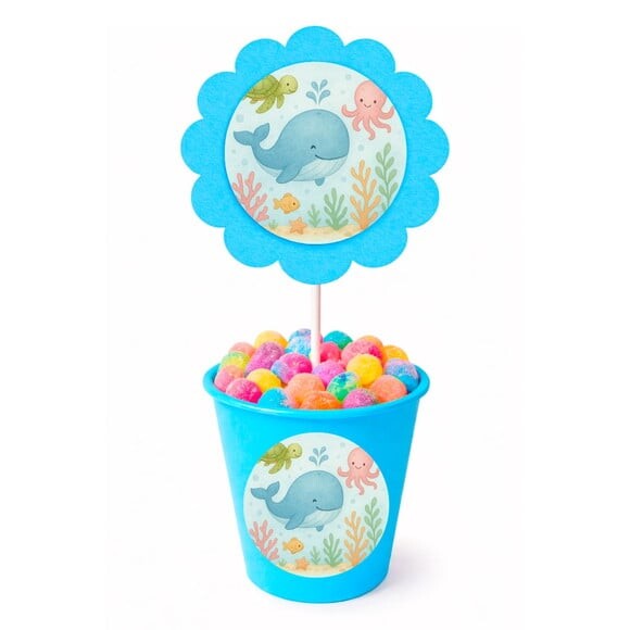 Centro de Mesa Flor Personalizado Baleia Aquarela