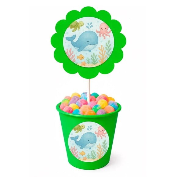 Centro de Mesa Flor Personalizado Baleia Aquarela