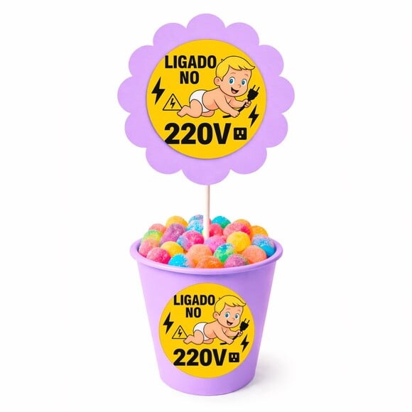 Centro de Mesa Flor Personalizado Bebê Ligado no 220v