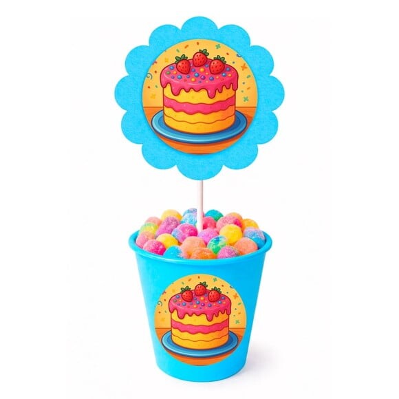 Centro de Mesa Flor Personalizado Bolo Confeitado
