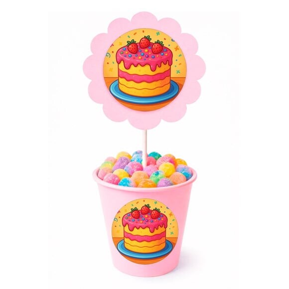 Centro de Mesa Flor Personalizado Bolo Confeitado