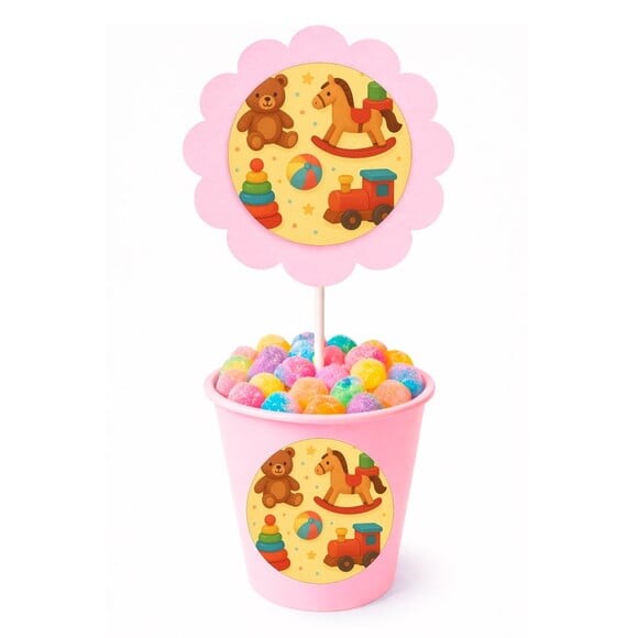 Centro de Mesa Flor Personalizado Brinquedos Clássicos