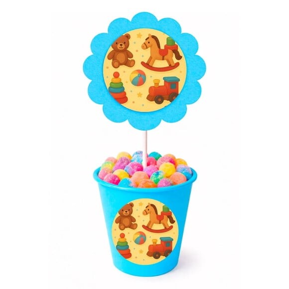 Centro de Mesa Flor Personalizado Brinquedos Clássicos