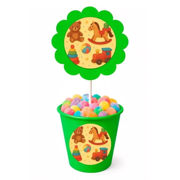 Centro de Mesa Flor Personalizado Brinquedos Clássicos