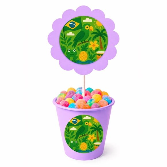 Centro de Mesa Flor Personalizado Brasil Verde Amarelo