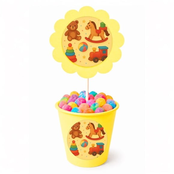 Centro de Mesa Flor Personalizado Brinquedos Clássicos