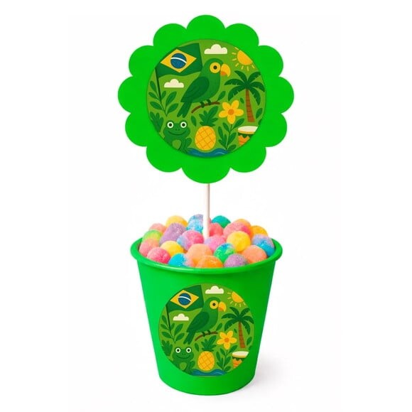 Centro de Mesa Flor Personalizado Brasil Verde Amarelo