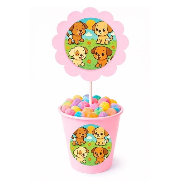 Centro de Mesa Flor Personalizado Cachorrinhos Baby