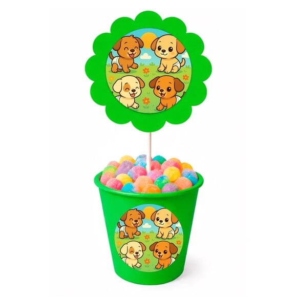Centro de Mesa Flor Personalizado Cachorrinhos Baby