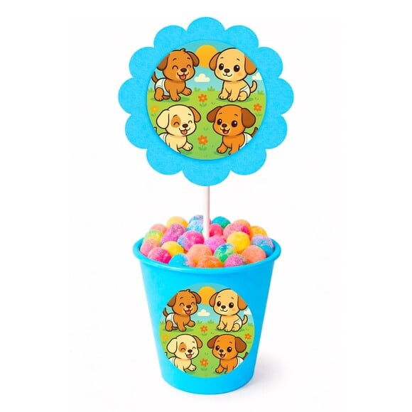 Centro de Mesa Flor Personalizado Cachorrinhos Baby