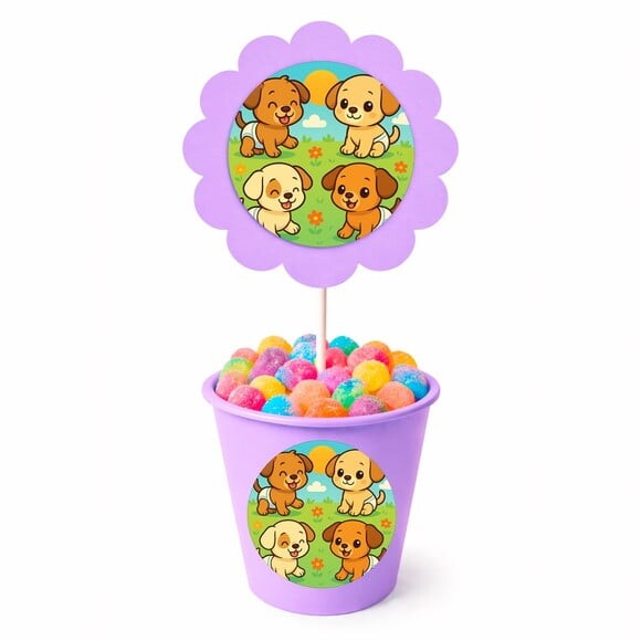 Centro de Mesa Flor Personalizado Cachorrinhos Baby