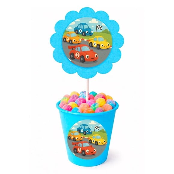 Centro de Mesa Flor Personalizado Carros de Corridas