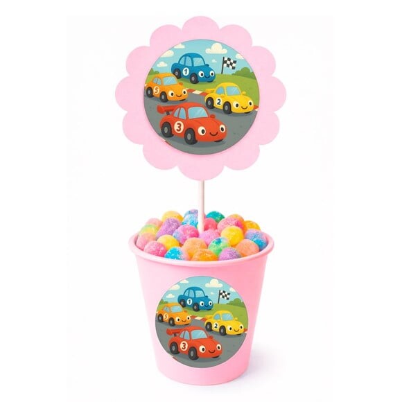 Centro de Mesa Flor Personalizado Carros de Corridas