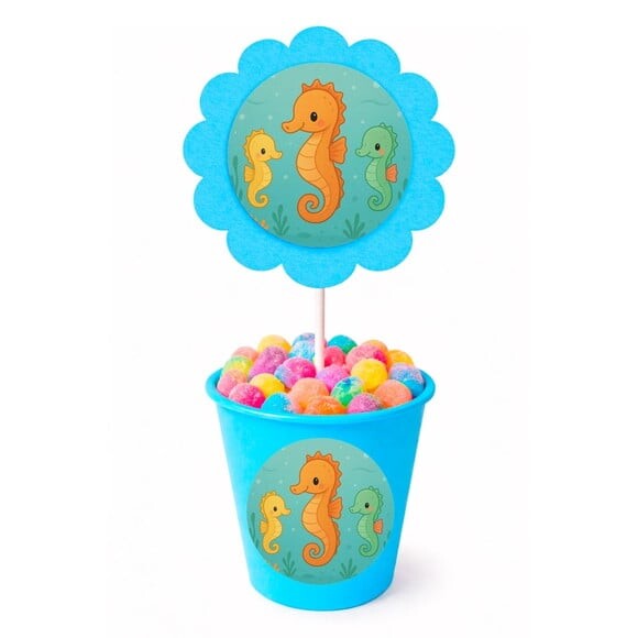 Centro de Mesa Flor Personalizado Cavalos Marinhos