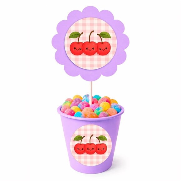 Centro de Mesa Flor Personalizado Cerejinha