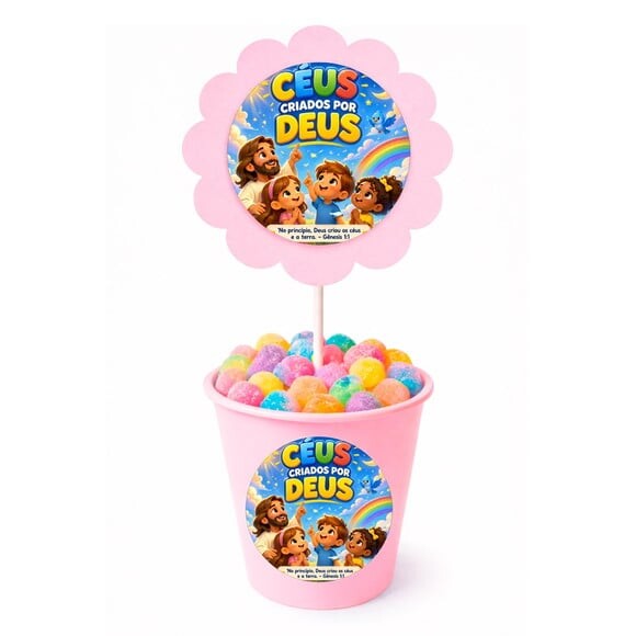 Centro de Mesa Flor Personalizado Céus Criados Por Deus