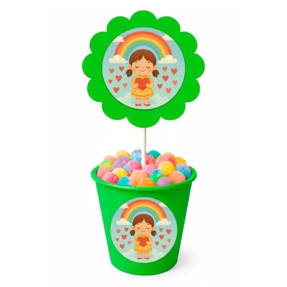 Centro de Mesa Flor Personalizado Chuva de Amor