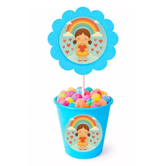Centro de Mesa Flor Personalizado Chuva de Amor