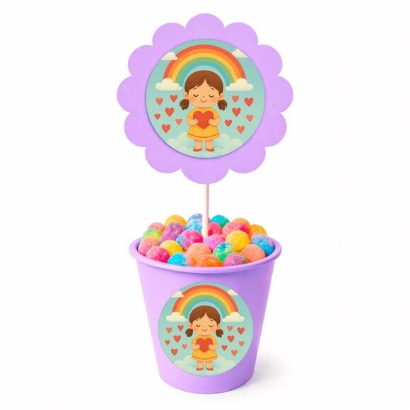 Centro de Mesa Flor Personalizado Chuva de Amor