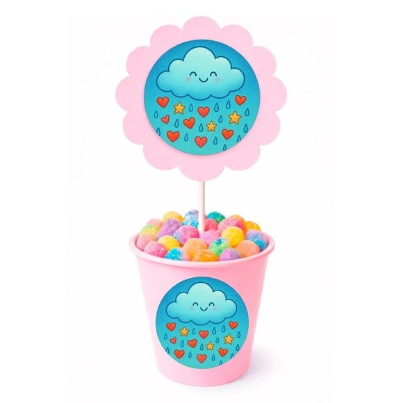 Centro de Mesa Flor Personalizado Chuva de Bênçãos
