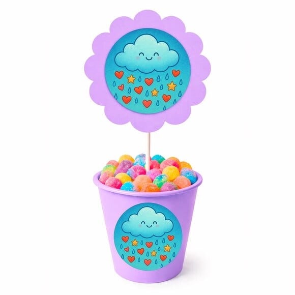 Centro de Mesa Flor Personalizado Chuva de Bênçãos