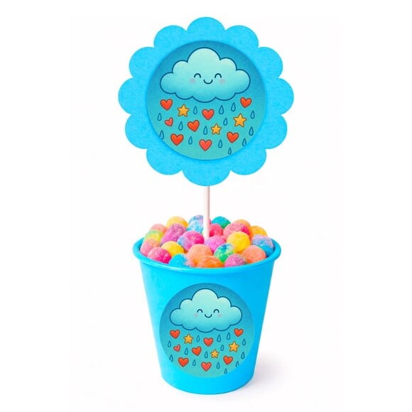 Centro de Mesa Flor Personalizado Chuva de Bênçãos