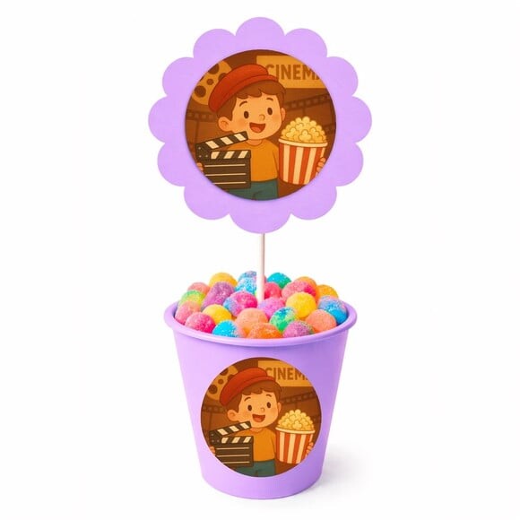 Centro de Mesa Flor Personalizado Cinema Antigo