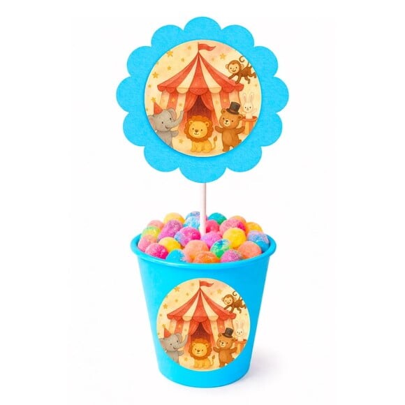 Centro de Mesa Flor Personalizado Circo Aquarela