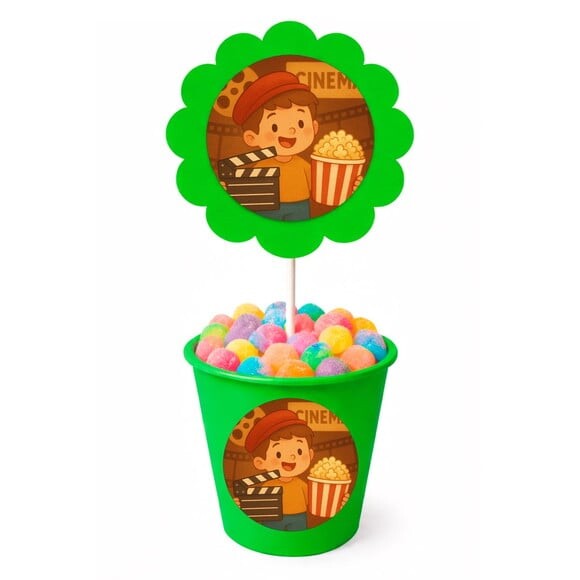 Centro de Mesa Flor Personalizado Cinema Antigo