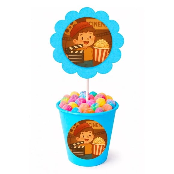 Centro de Mesa Flor Personalizado Cinema Antigo