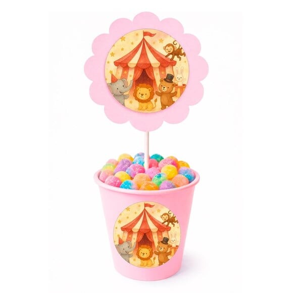 Centro de Mesa Flor Personalizado Circo Aquarela