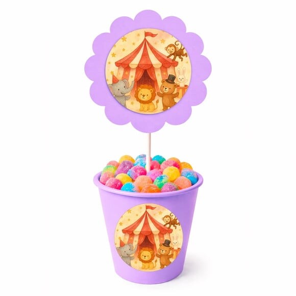 Centro de Mesa Flor Personalizado Circo Aquarela