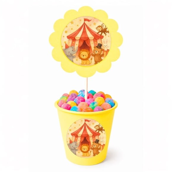 Centro de Mesa Flor Personalizado Circo Aquarela